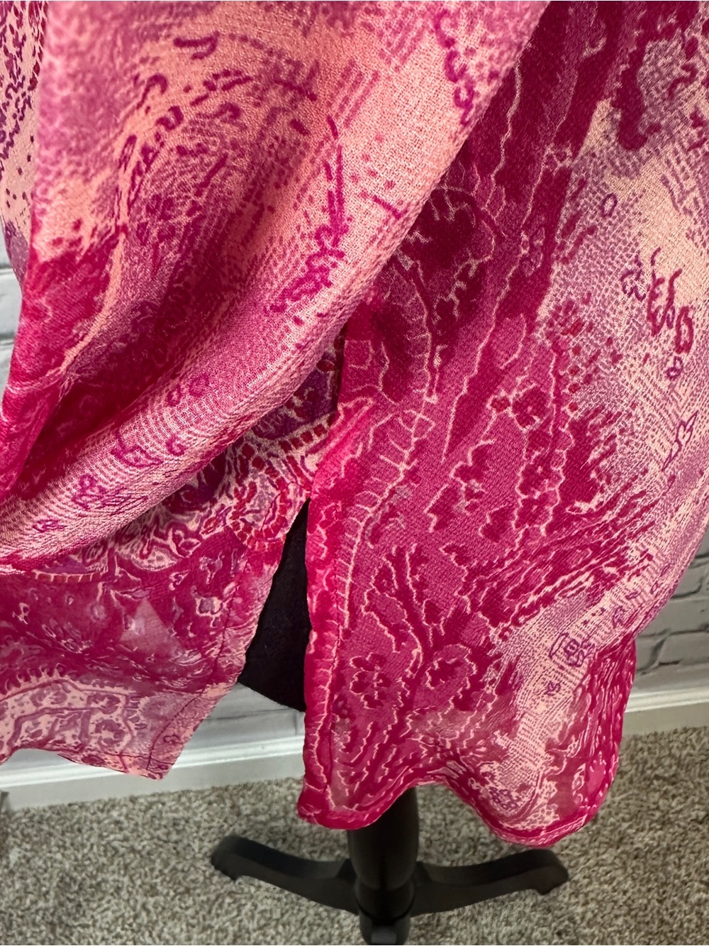 Vintage Y2K Love Potion Sheer Paisley Top Blouse Large Pink Bell Sleeve Boho - Picture 9 of 12